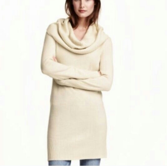 H&M Dresses & Skirts - H&M Cowl Neck Cream Sweater Dress